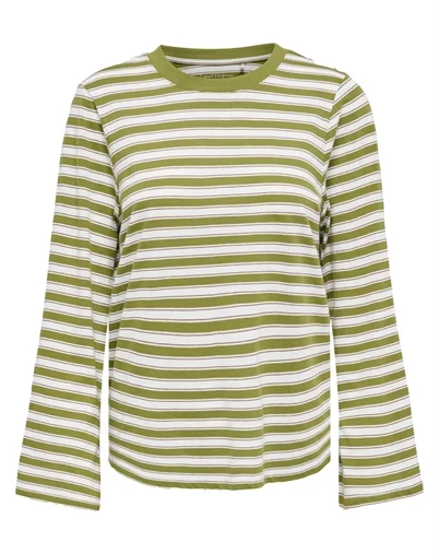 Only - ONLLuna Happy Stripe Langærmet Trøje - Avocado